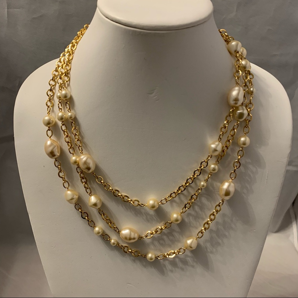 Vintage CIRO 3 Strands Baroque Pearls Necklace